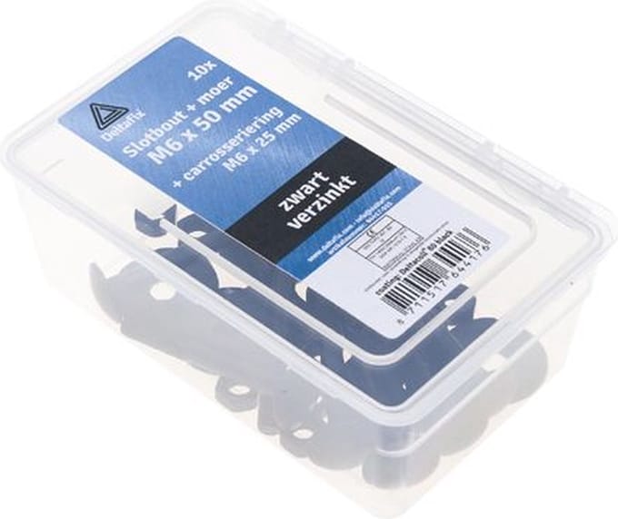 Deltafix Slotbout + Moer + Ring M6 x 50 mm Zwart 10 stuks