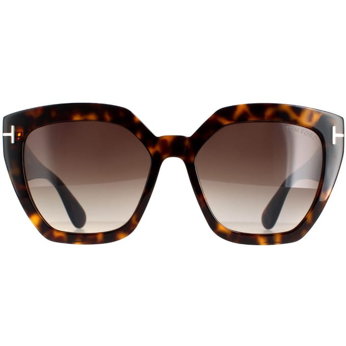 Tom Ford Cat Eye Dames Dark Havana Gradiënt Roviex Brown FT0939 Phoebe zonnebril
