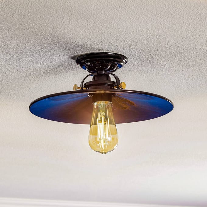 Ferroluce Plafondlamp Edoardo zwart keramiek, 31 cm