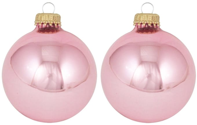 Krebs kerstballen - 16x st - pink blush lichtroze - 7 cm - glas - kerstversiering