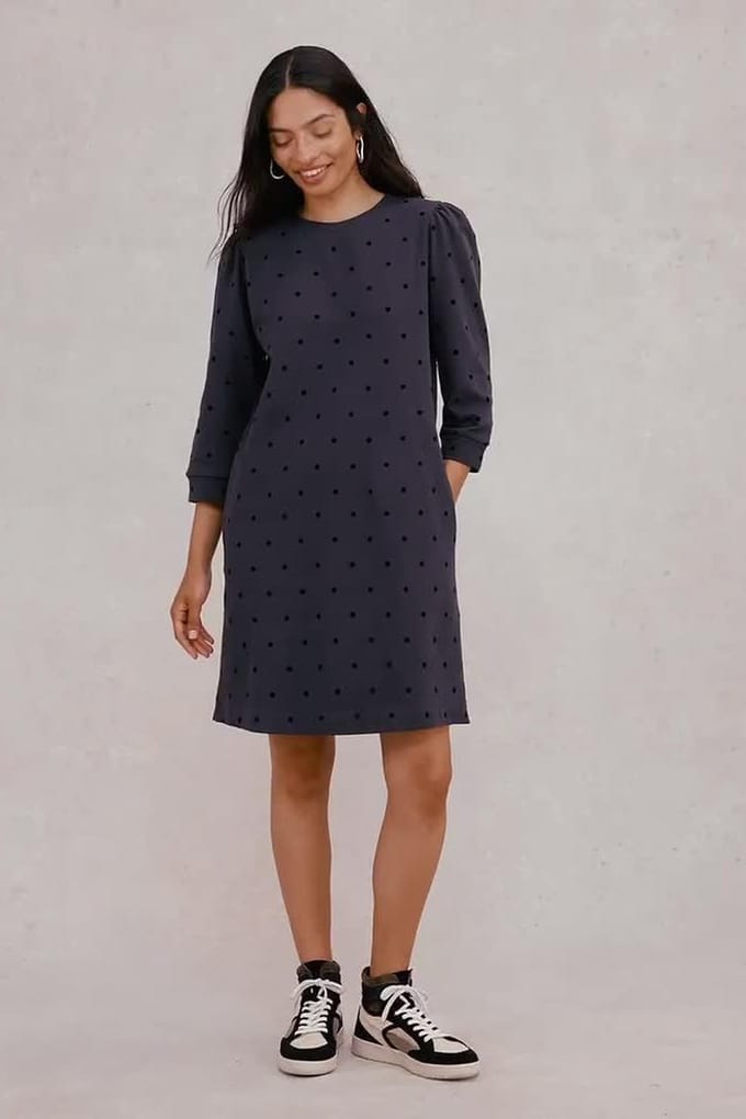 White Stuff Amy Flock Jersey Dress Grey Multi Taglia: 8 | Abiti in T-Shirt Outlet | Donna | Grigio
