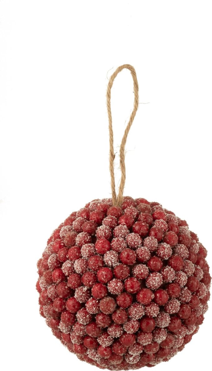 J-Line hanger Bal Bessen Glitters - kunststof - rood - large