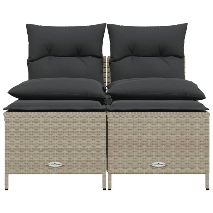 vidaXL - 4-delige - Loungeset - met - kussens - poly - rattan - lichtgrijs