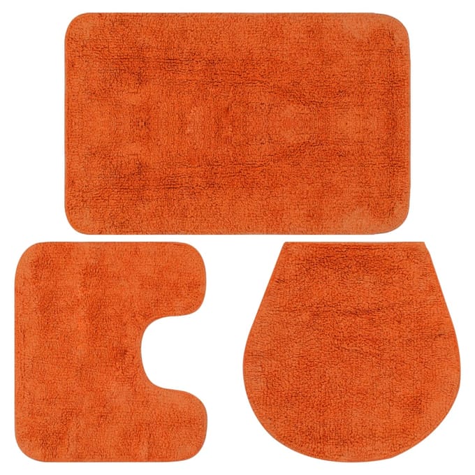 vidaXL - Badmattenset - stof - oranje - 3-delig