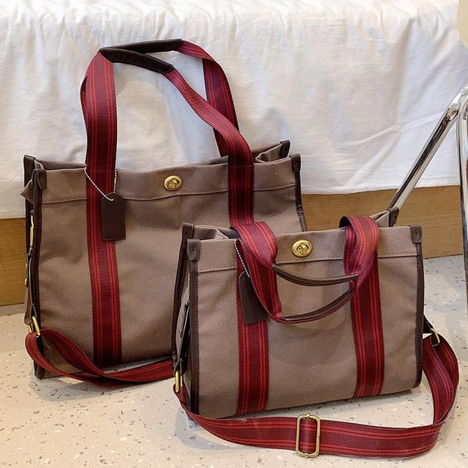 Canvas Tas Dames Grote Capaciteit Ins Stijl Tote Tas Kleurcombinatie black