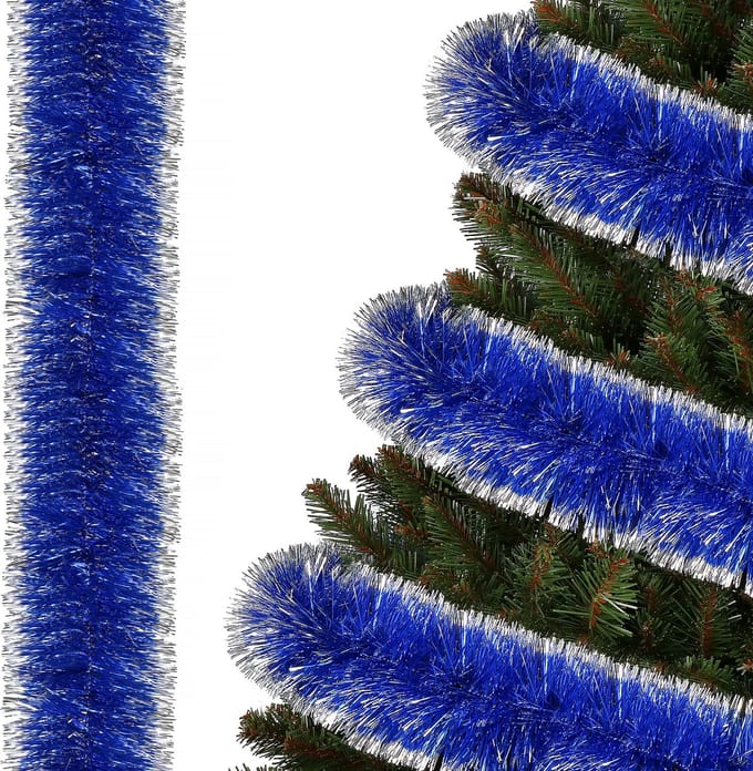 Springos Kerstslinger | Guirlande | Kerstversiering | 6 m | Marineblauw/Zilver