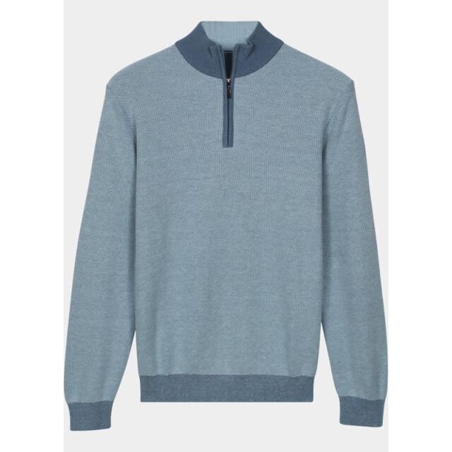 Baileys Trui Half Zip Two-Tone Jacquard Allover Plated Riviera Blue / male