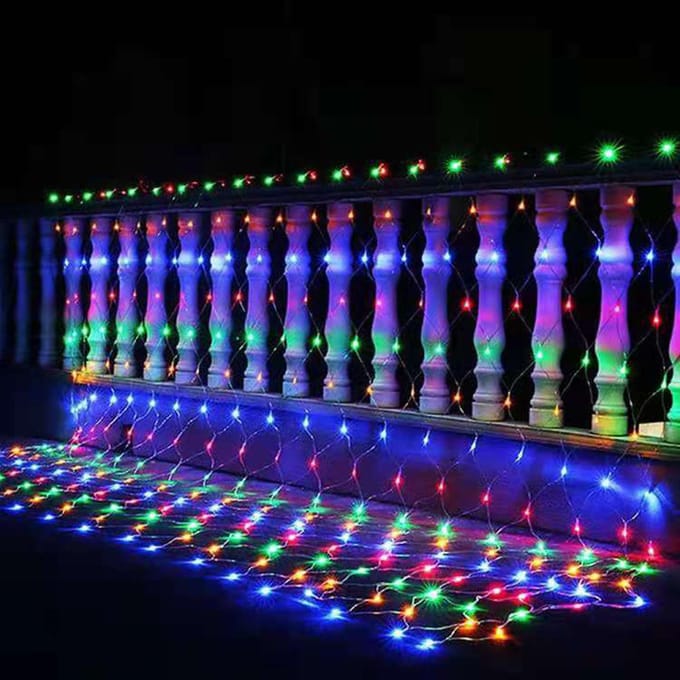 Zonnevisnetverlichting Kerstmis buiten park tuin vakantiedecoratie lichtslingers