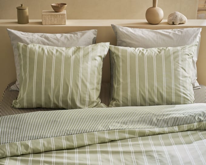 Vtwonen Mini Stripe dekbedovertrek - Tweepersoons - 200 x 220 cm - Groen