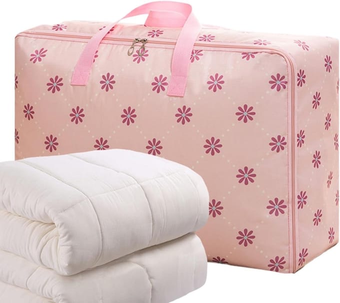 Dekens Opbergzak - Beddengoed Organizer - Ruimte Besparen - Sterke Constructie - 55x33x20cm - Roze Zon
