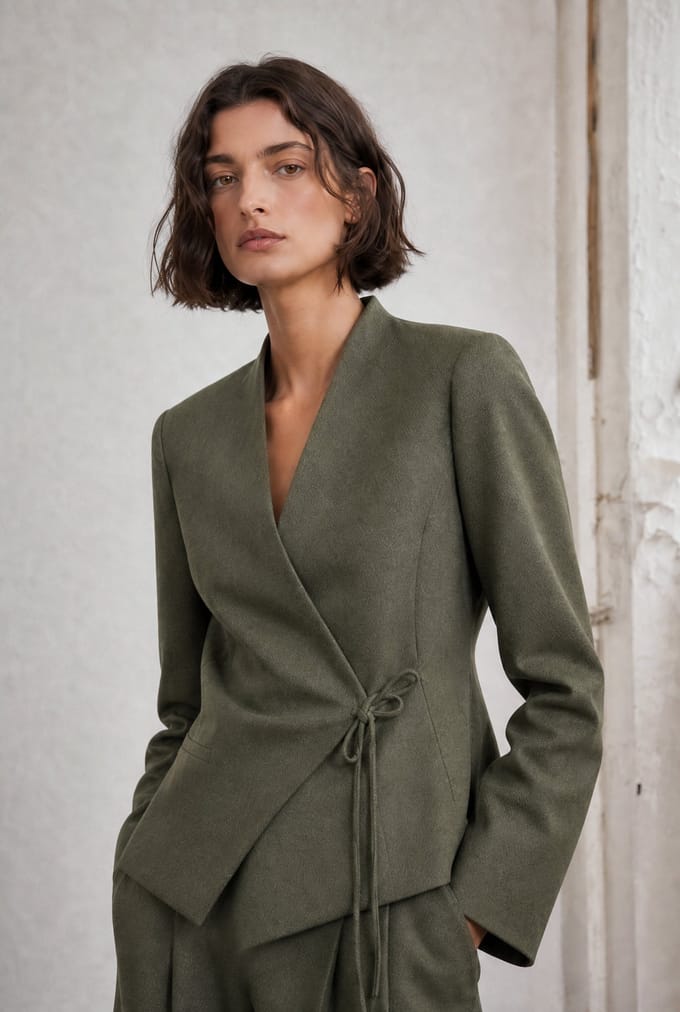 Jade fitted viscose blazer | Green Melange - Green Melange / M