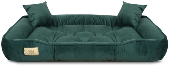 Hondenbed, box, 115x95 cm, donkergroen fluweel