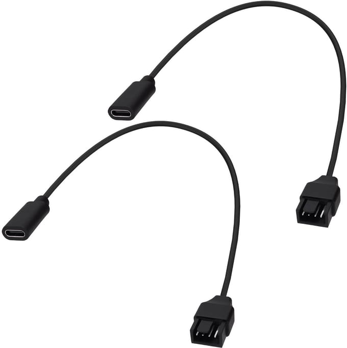 USB C naar PC ventilatoradapter - Type C vrouwelijke aansluiting naar 3Pin en 4Pin case fan voedingskabel voor computerkoeling - 20cm - 2 stuks