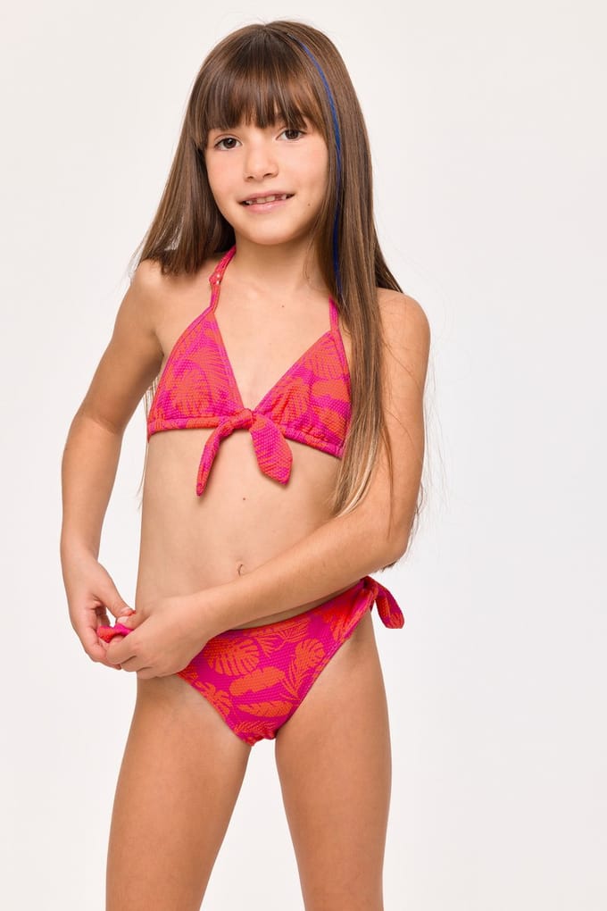 Woody Bikini fuchsia bladeren pri - maat 140/10J