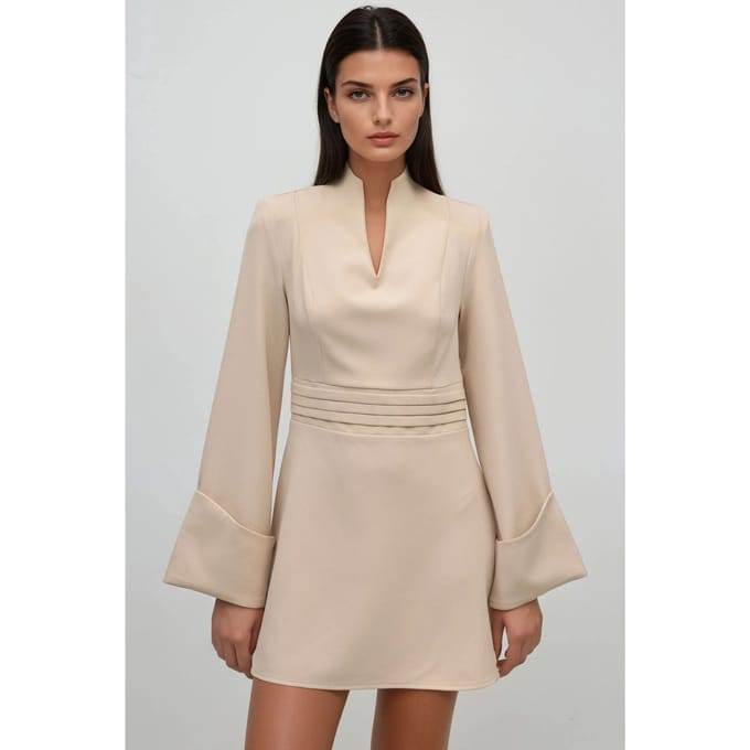 Elegante V-hals Lange Mouwen Mini-jurk