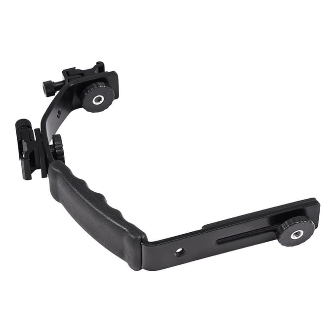 L-vormige Flitsbeugelhouder Hot Shoe Mount voor Zaklamp DV Camcorder 120135 Filmcamera gray