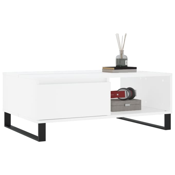 vidaXL - Salontafel - 90x60x35 - cm - bewerkt - hout - wit