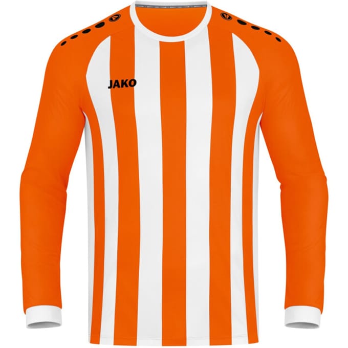 Jako Inter Voetbalshirt Lange Mouw Kinderen - Wit / Fluo Oranje | Maat: 128