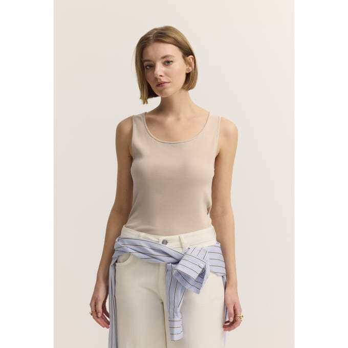 Bugatti Damen Top van katoen-stretch met ribbelpatroon
