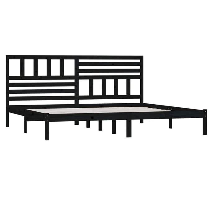 vidaXL - Bedframe - massief - grenenhout - zwart - 200x200 - cm