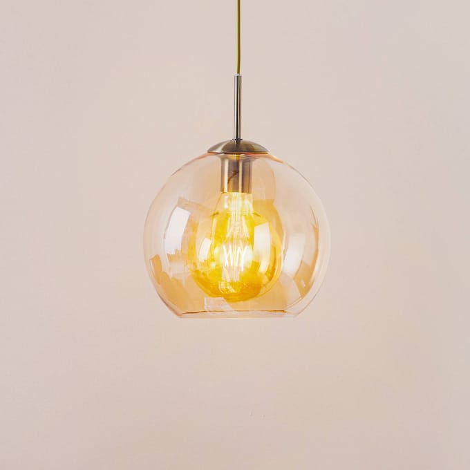 Searchlight Hanglamp Balls m amberkleur. glazen bol 25cm