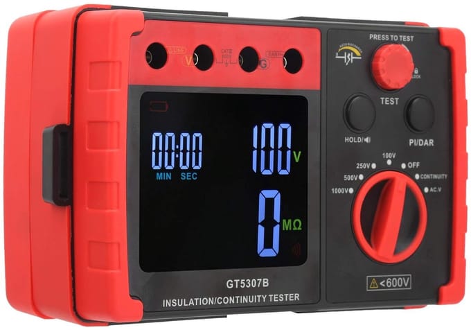 Isolatieweerstandstester - Elektrische tester - Veiligheid testen - Drievoudig alarm - Groot LCD - Zwart
