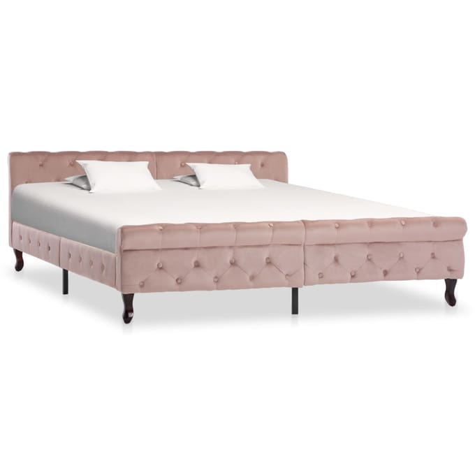 vidaXL - Bedframe - fluweel - roze - 180x200 - cm