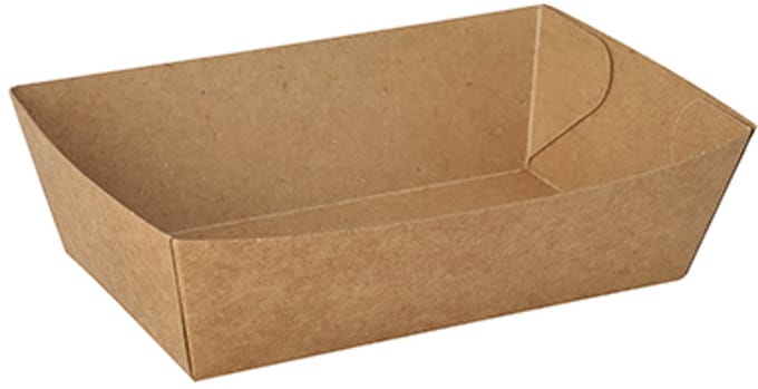 50 Snackbakje, karton pure 4,3 cm x 13 cm x 7,8 cm bruin