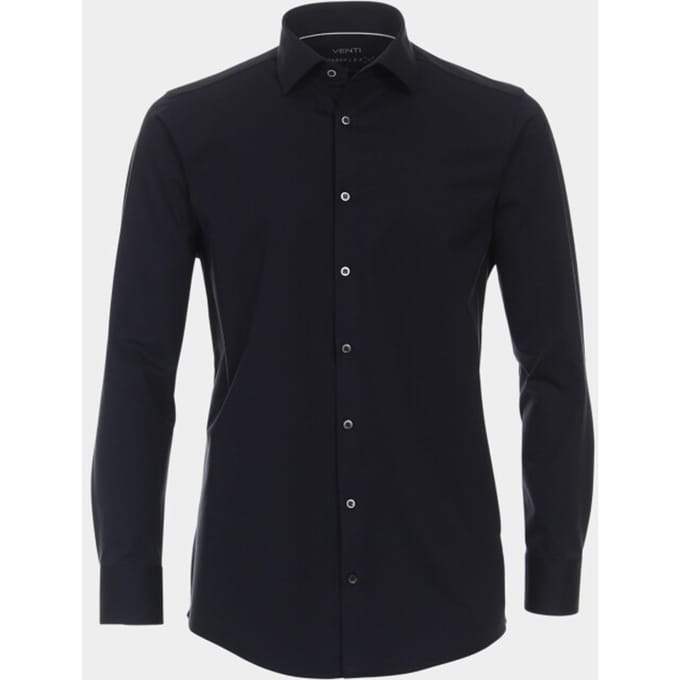 VENTI modern fit overhemd - jersey - blauw - Strijkvriendelijk - Boordmaat: 38