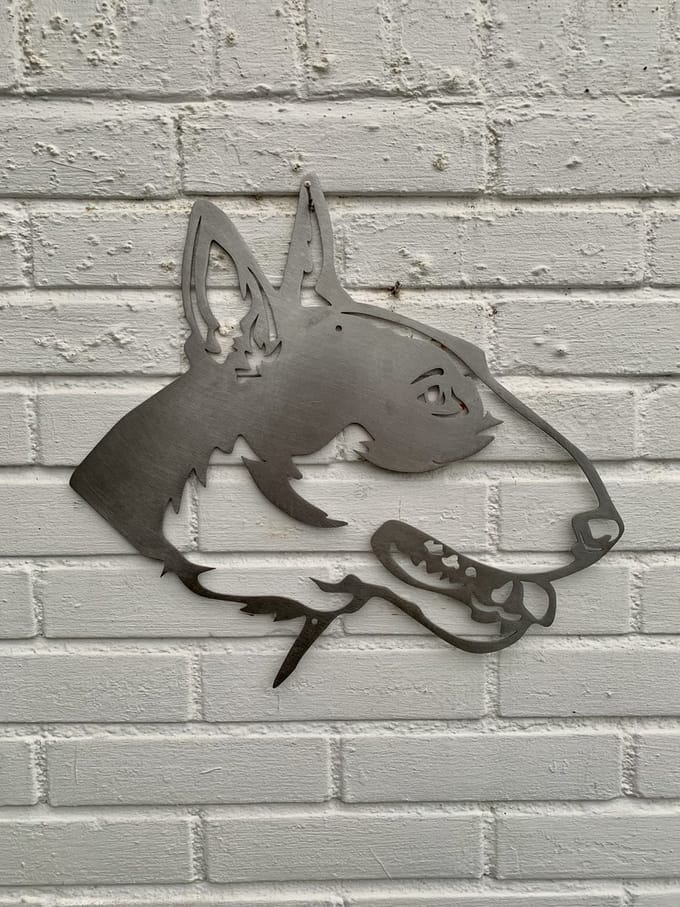 Metalen Hond - Bull Terrier - Wandecoratie van metaal