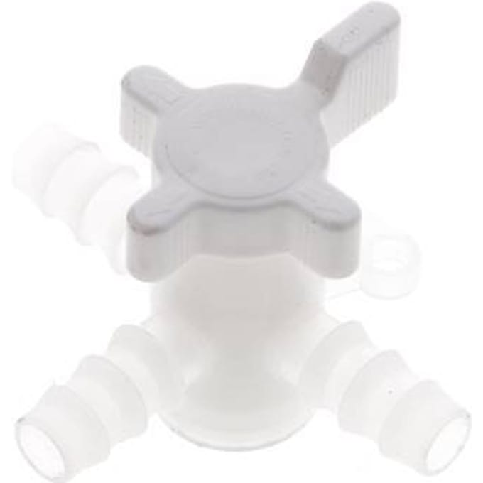 PVDF 3-weg Kogelkraan 3/8'' (9 mm) Slangpilaar