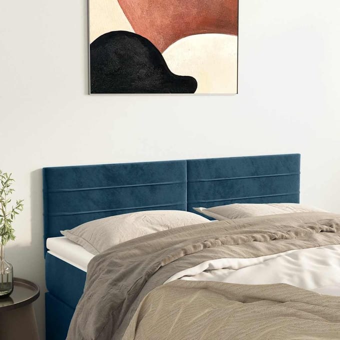 vidaXL - Hoofdborden - 144x5x78/88 - cm - fluweel - donkerblauw