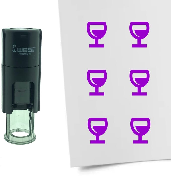 CombiCraft Stempel Glas Wijn 10mm rond - paarse inkt