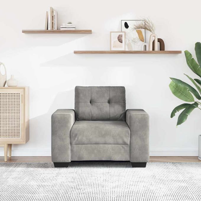 vidaXL - Fauteuil - 100x78x80 - cm - fluweel - lichtgrijs