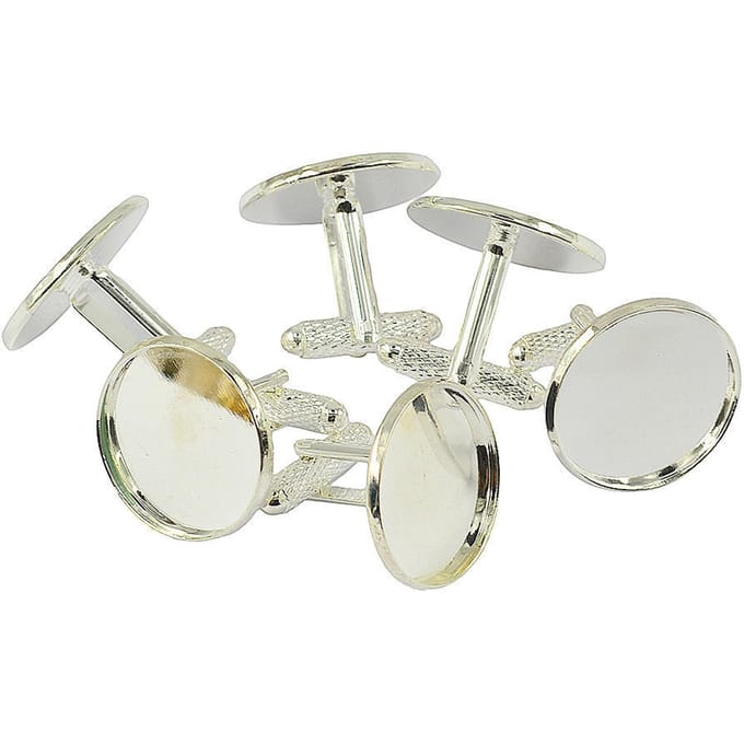 6 pièces boutons de manchette ronds paramètres Base pour bricolage Cabochon bijoux argent 20mm argenté