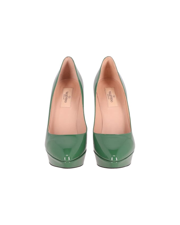 Valentino Platform Hakken in Groen Patentleer