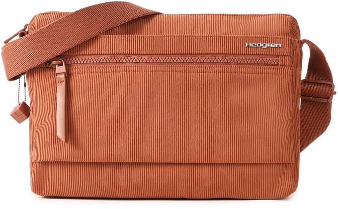 Hedgren Eye Medium Dames Crossbodytas met RFID-bescherming – Middelgroot – Ribfluweel Redwood Burl