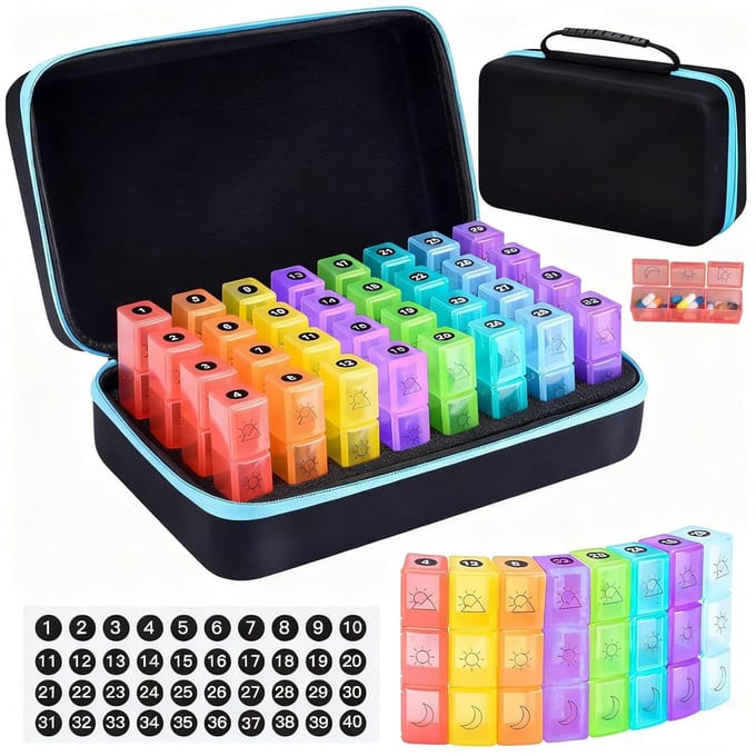 Dailygoods - Maandelijkse Pillendoosorganizer - Draagbare Pillendoos met 32 Compartimenten