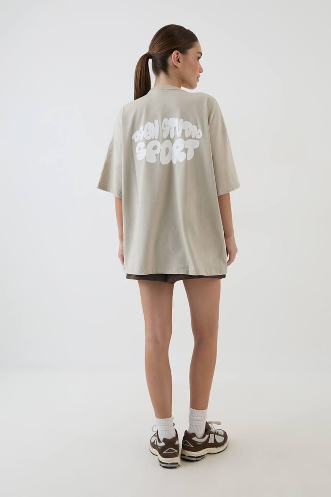 Dames Dsgn Studio Sport Bubble Print Oversized T-shirt | Steen | Maat: Small
