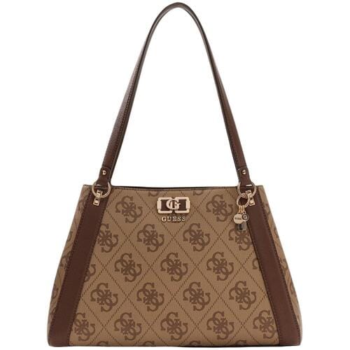 GUESS schoudertas Karnilla Logo Girlfriend Carryall Latte Logo / Brown Lichtbruin