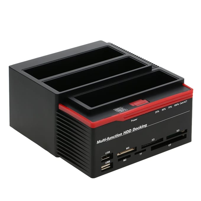 2,5/3,5  USB3.0 naar 2 SATA-poorten Dockingstation voor externe HDD-harde schijf UK Plug black
