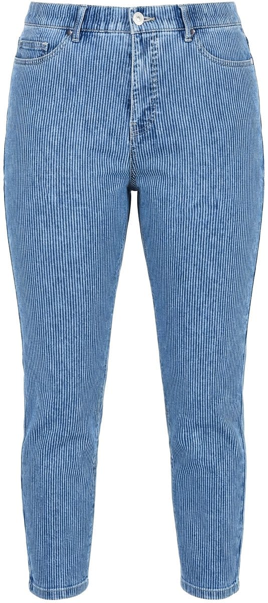 Studio Untold - Dames - Mom jeans Mom Shape 5-pocket strepen - Blauw denim - Maat 58