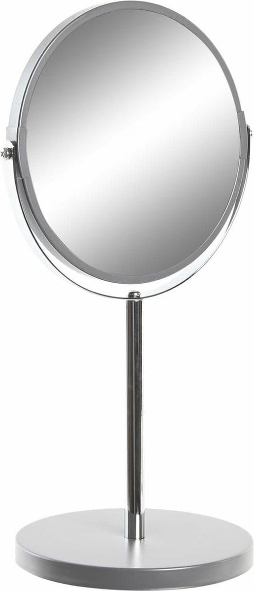 Items Make-up spiegel op standaard - rond - RVS - zilverkleurig - 34 cm