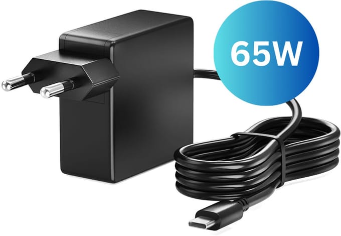ViaDennis USB C kabel met adapter 65W - Universeel voor alle laptops - USB-C oplader - Zwart