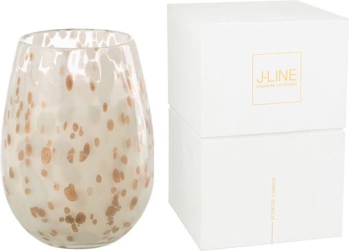 J-Line geurkaars Mia - Osmanthus & Suede - glas - wit - large - 230U