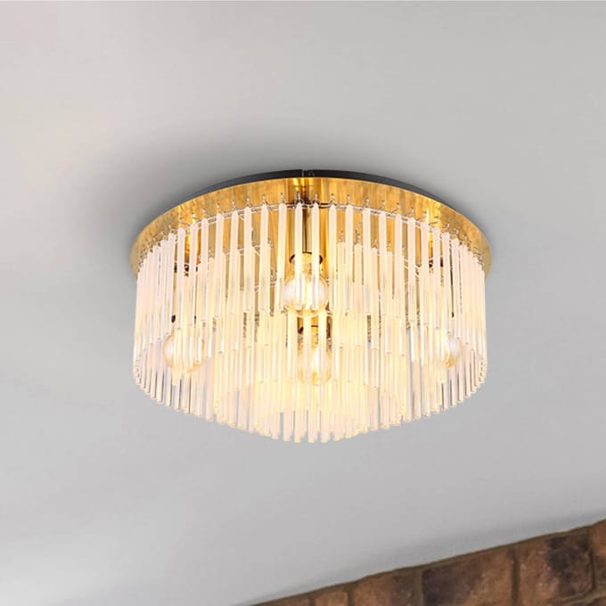 Globo Plafondlamp Gorley, wit/goud, glas, Ø 50 cm, 5-lamps, E27
