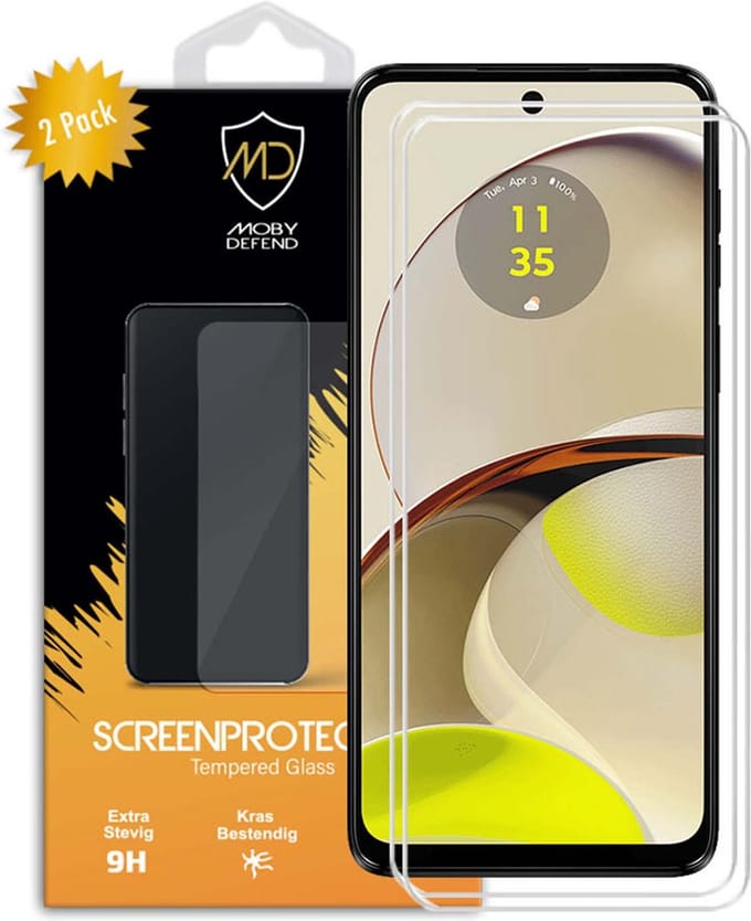 2-Pack MobyDefend Screenprotectors - Geschikt voor Motorola Moto G14 - Case-Friendly Screensaver - Gehard Glas