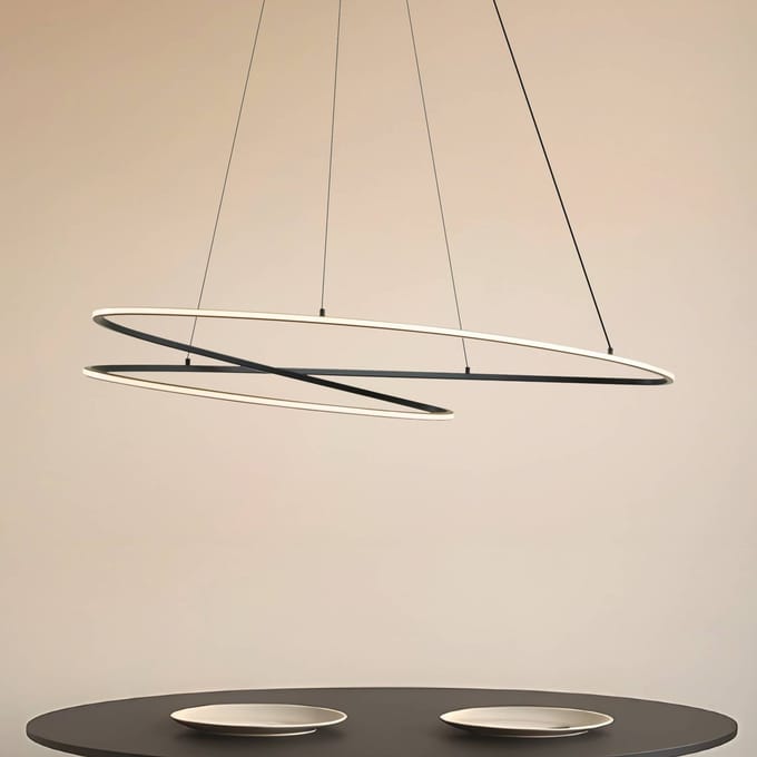 Lucande LED hanglamp Gavril, 100 cm, zwart, dimbaar