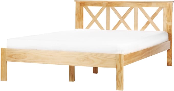 TANNAY - Tweepersoonsbed - Lichtbruin - 140 x 200 cm - Dennenhout