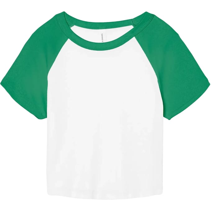 Bella+Canvas Women´s Micro Rib Raglan Baby Tee BL1201 - White/Kelly Green - M